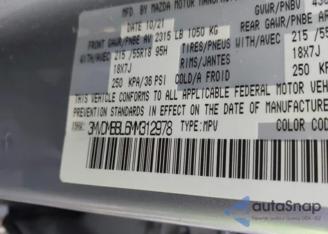 2021 Mazda Cx-30 Select from USA, damaged, VIN 3MVDMBBL6MM312978